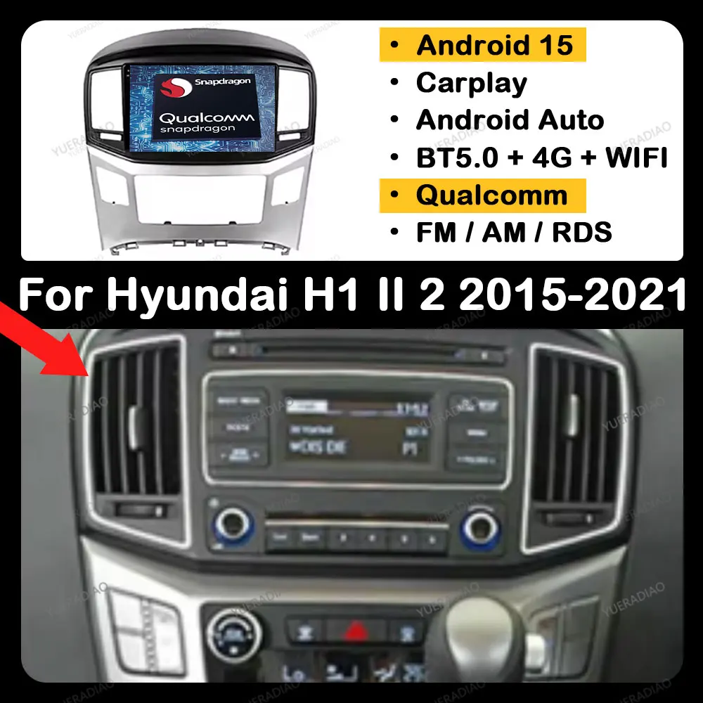 Android 15 Auto Radio Für Hyundai H1 II 2 TQ 2015 - 2021 Multimedia Stereo Video Player GPS NAVI BT 2DIN kopf Einheit 4G WIFI QLED Image