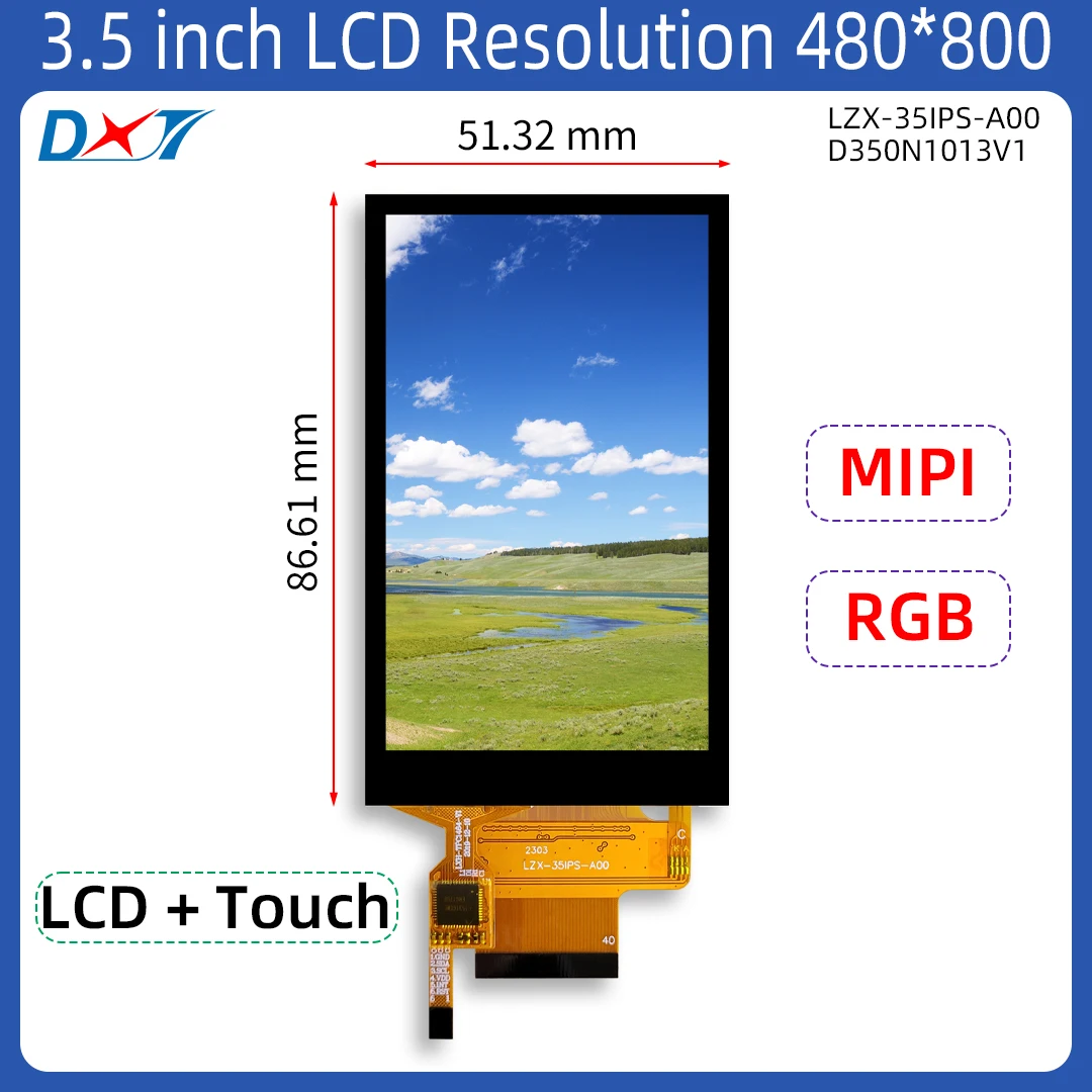 3,5 Zoll LCD-Touch-Display-Modul st7701s tft mit kapazitiver Touch-TP-Auflösung 480*800 Mipi-und RGB-Schnitts telle LZX-35IPS-A00 Image
