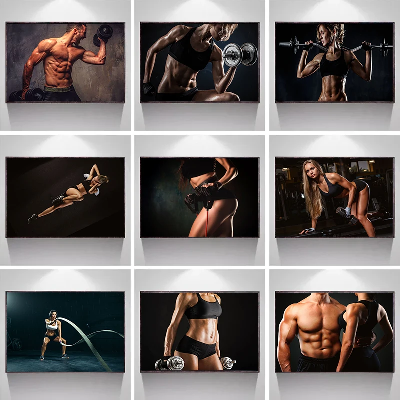 Fitness-Motivations-Leinwandbild Sexy Bodybuilding-Poster Fitness-Studio Heimdekoration Druck