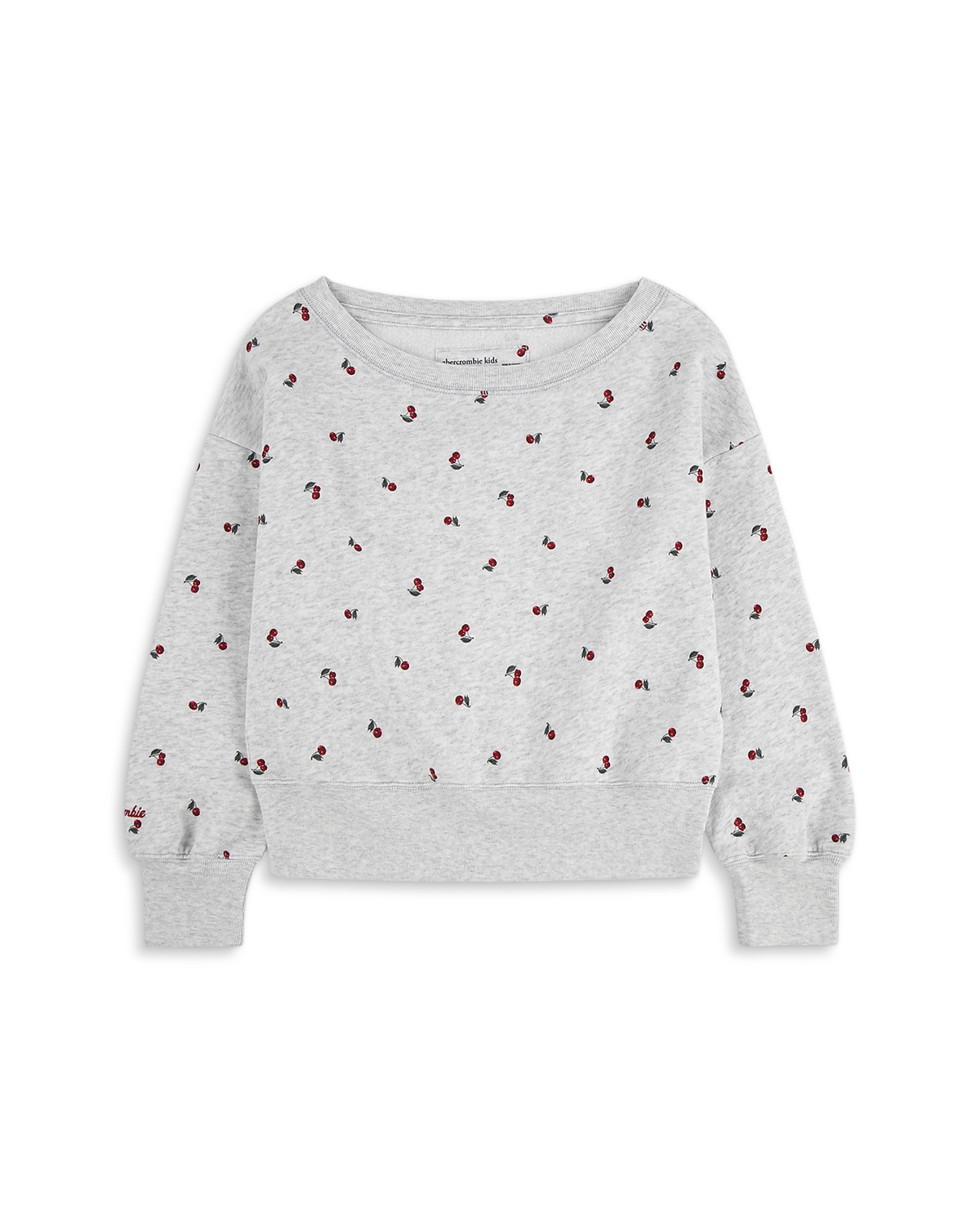 abercrombie kids Girls' Printed Off-the-Shoulder Sweatshirt - Little Kid, Big Kid - Anf Light Grey Heather