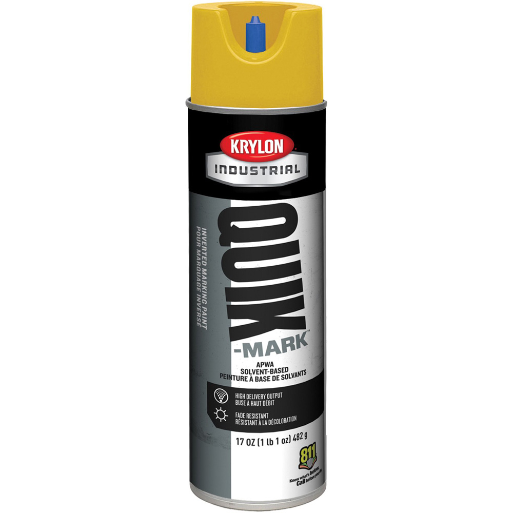 Krylon Quik Mark Inverted Marking Paint (Carton of 12) Apwa High Visibility Yellow