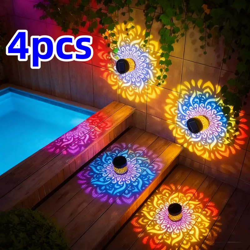 1/2/4pcs 7color Solar Datura Lights Garden Decoration Christmas Halloween Party Courtyard Decoration Solar Garden Wall Light