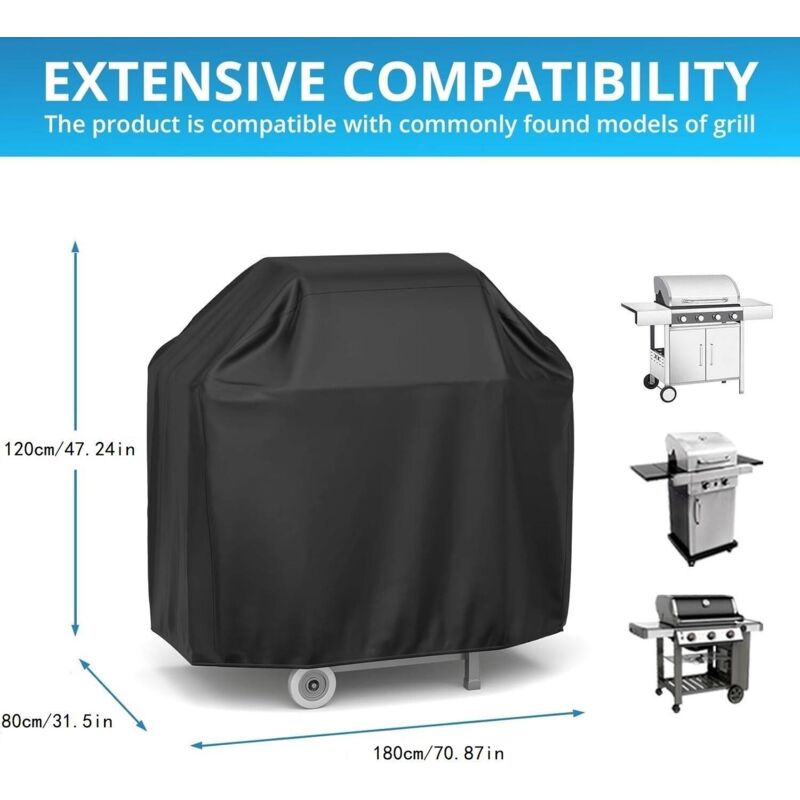 Telo Copri Barbecue 180x80x120cm Nero Telo Copri Barbecue Impermeabile 210d Telo Protettivo Per Barbecue Anti-uv Anti-acqua Anti-umidità Per Weber Holland