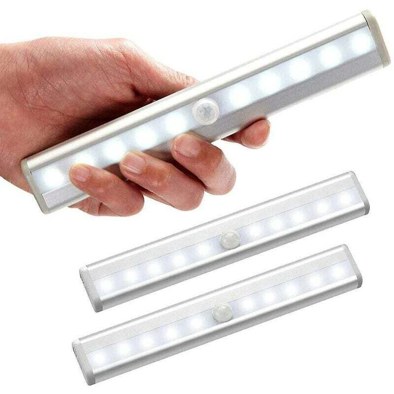 Set Di 3 Luci Led Per Interni Con Sensore Di Movimento, Luci Per Armadio Con 10 Faretti Led Wireless, Luci Led Per Armadio A Batteria Con Striscia Magnetica, Luce Notturna Per Scale E Corridoi Per Bam