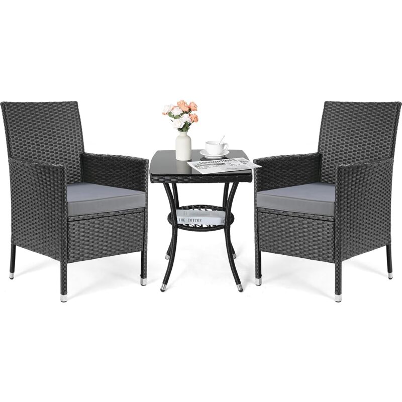 Set Mobili Da Giardino In Rattan 3 Pezzi,poltrone Giardino,salottino Da Esterno,rattan Giardino Set,poltrone In Polyrattan,set Mobili Da Balcone, Lounge Set Da Giardino,per Giardino,terrazza,b - Liferun