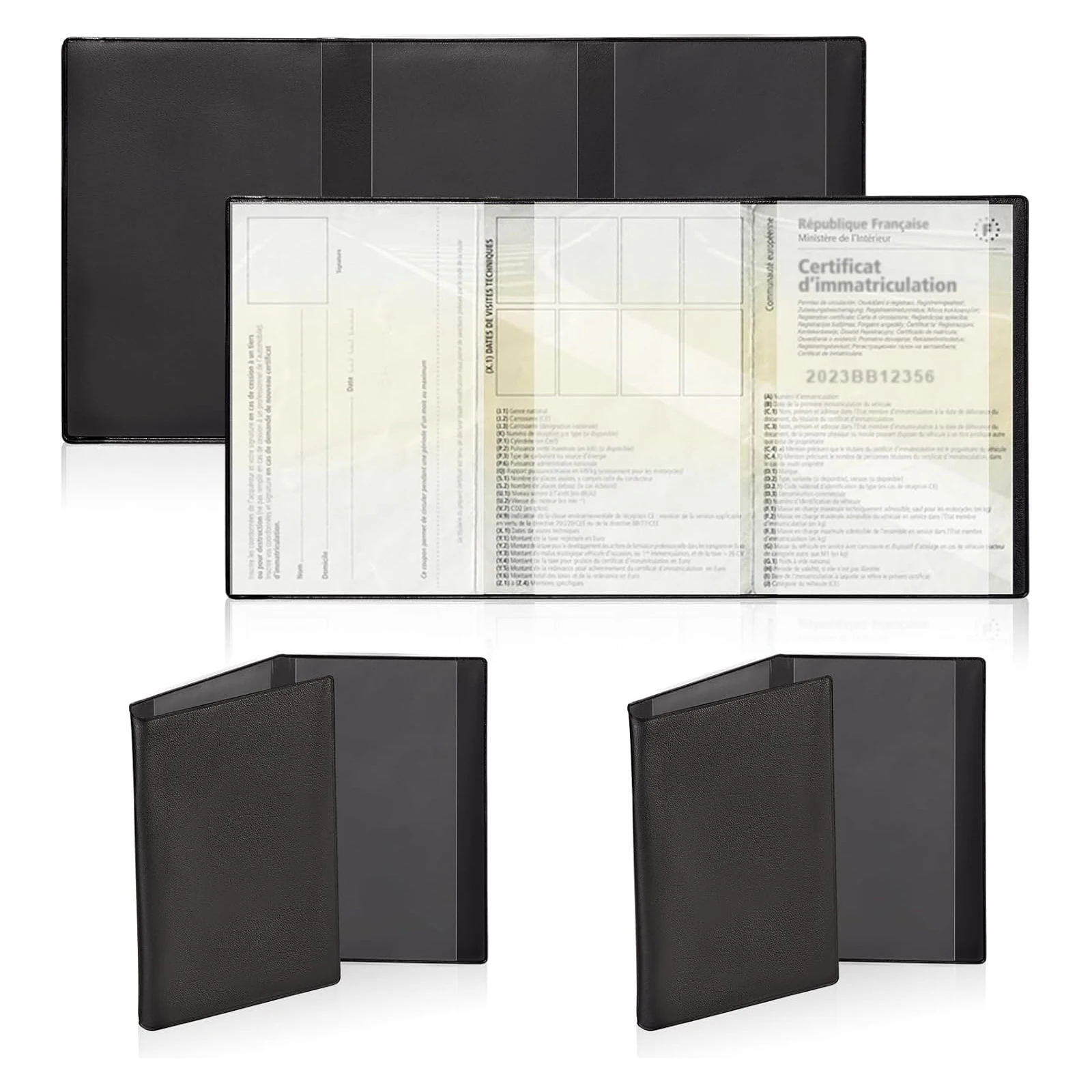 Pochette de protection transparente en plastique pour documents de moto et de voiture, avec emplacement pour carte grise et protection d