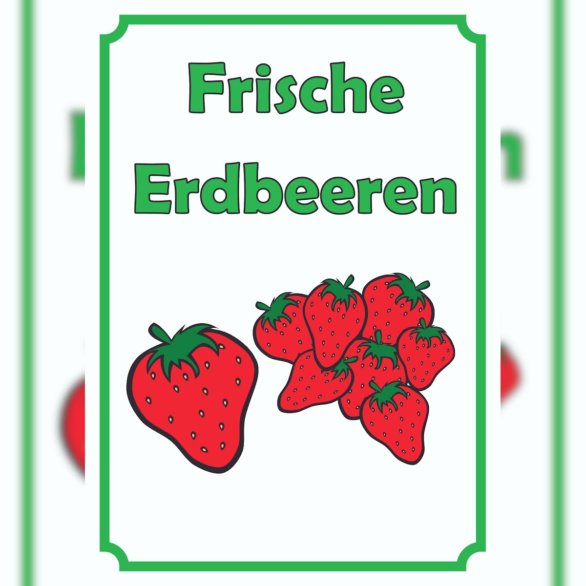 HB-Druck Verkaufsschild Schild Erdbeeren Hochkant A4 Rückseite selbstklebend Image