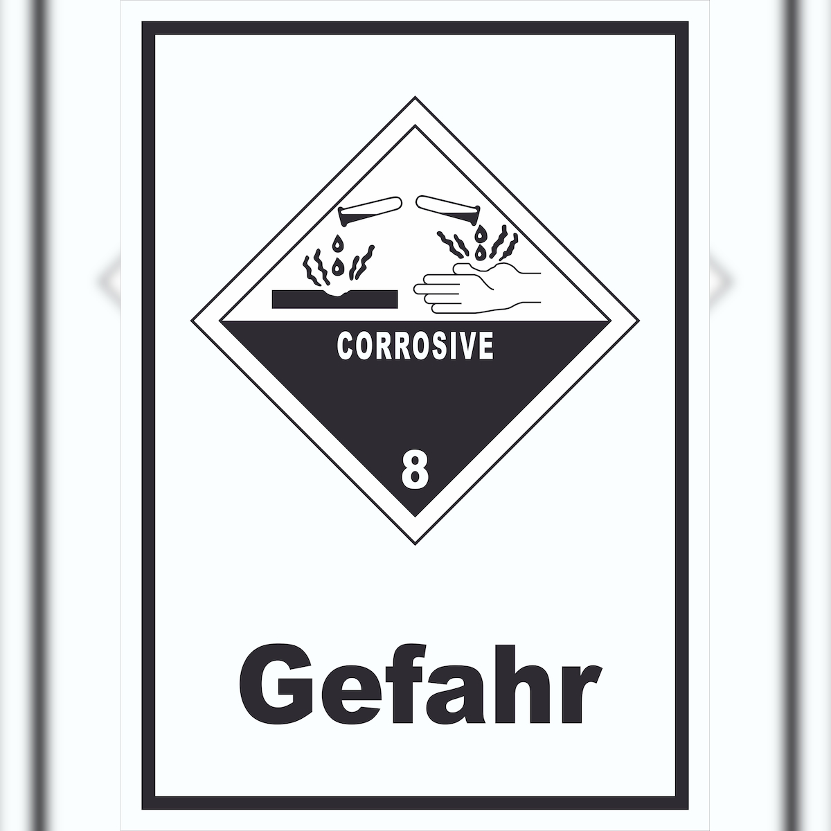 HB-Druck Schild Ätzende Stoffe Gefahr Corrosive hochkant A5 Rückseite selbstklebend Image
