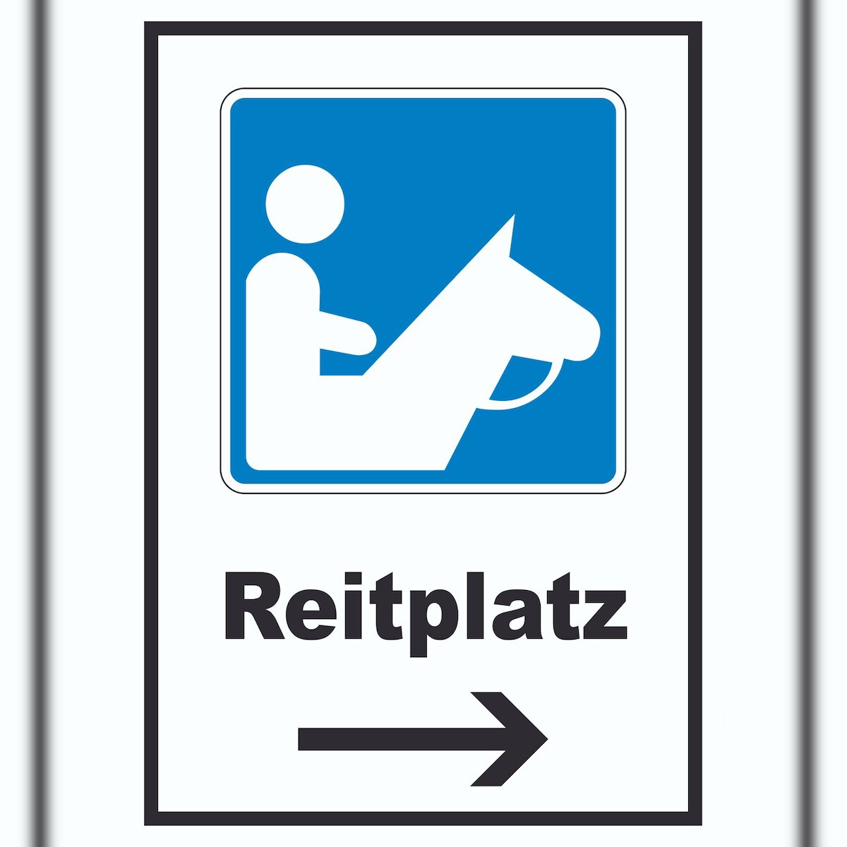 HB-Druck Reitplatz Schild mit Pfeil rechts A2 Rückseite selbstklebend Image