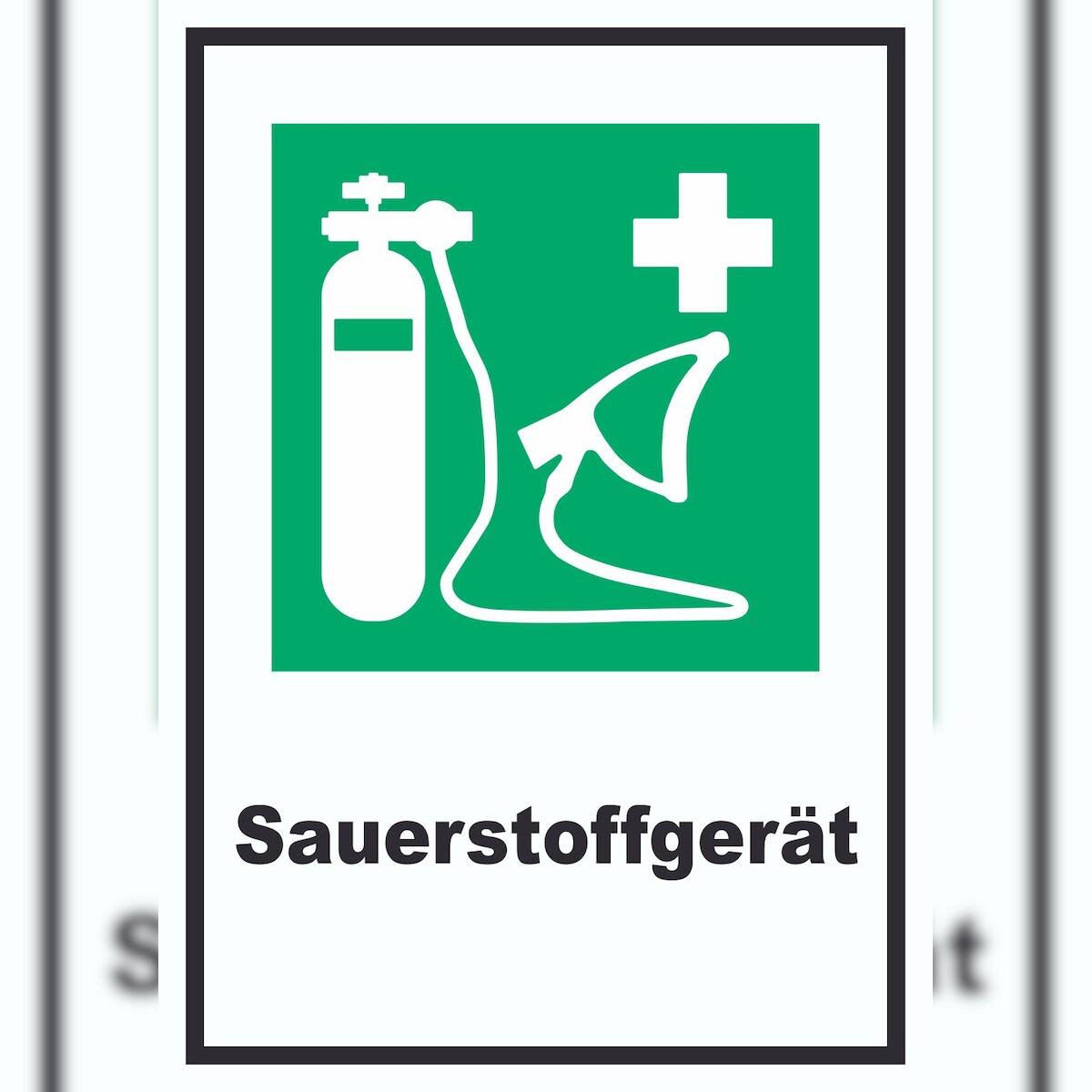HB-Druck Sauerstoffgerät A5 Rückseite selbstklebend Schild Image
