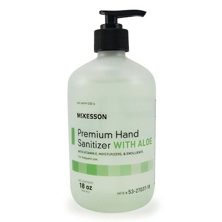 MCKESSON 53-27037-18 Hand Sanitizer with Aloe, 18 oz, Gel, Pump Bottle, 12PK