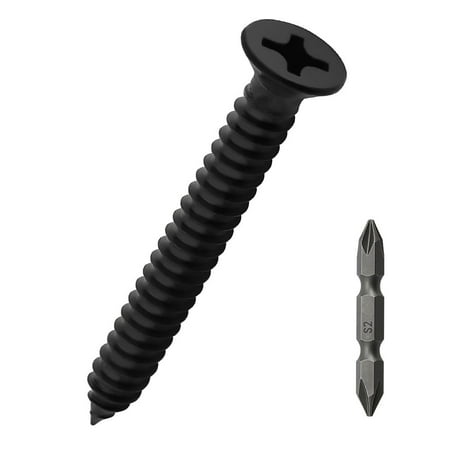 #12 x 3 Flat Head Wood Screws (25 pcs) 18-8 (304) Stainless Steel Phillips Drive Flat Head Self Tapping Screws Black Oxide Coated Sheet Metal Screws (with Phillips Driver Bit)
