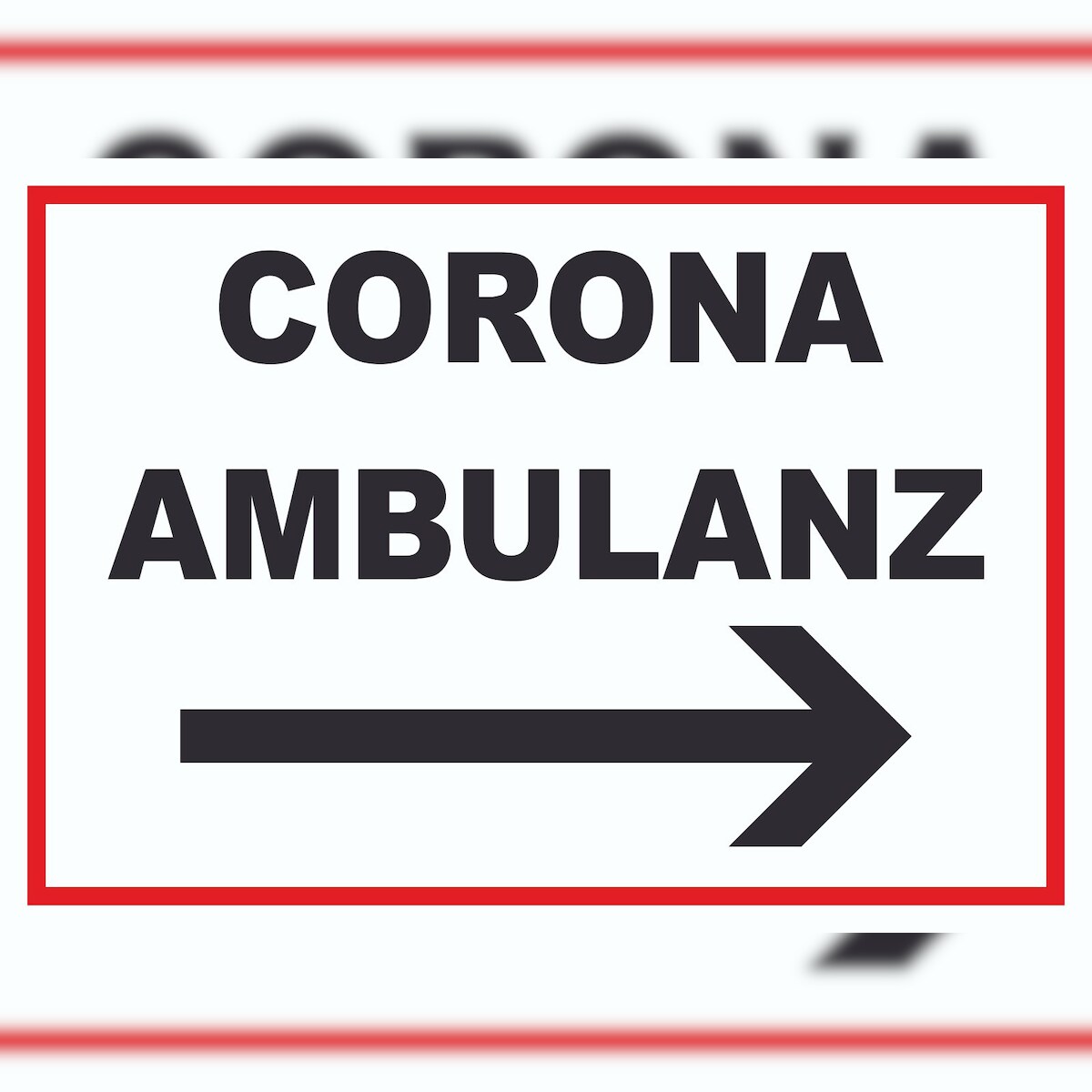 HB-Druck Corona Ambulanz Pfeil rechts Schild A5 Rückseite selbstklebend Image