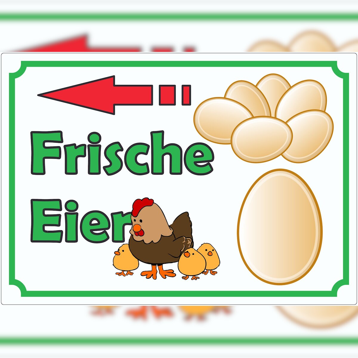 HB-Druck Werbeaufkleber Aufkleber Eier mit Pfeil nach links A3 (297x420mm) Image