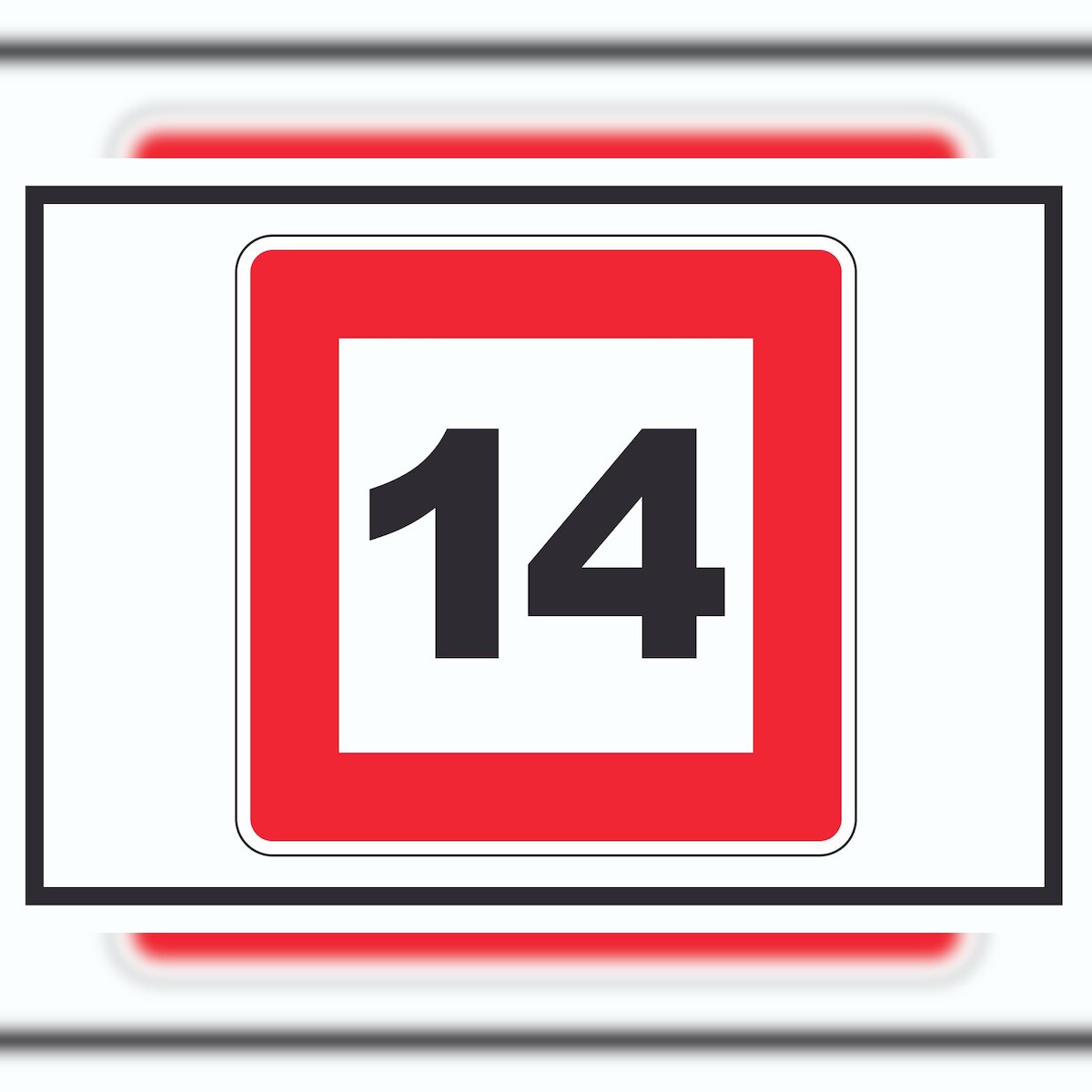 HB-Druck Höchstgeschwindigkeit 14 km/h nicht zu überschreiten Schild mit Symbol A3 (297x420mm) Image