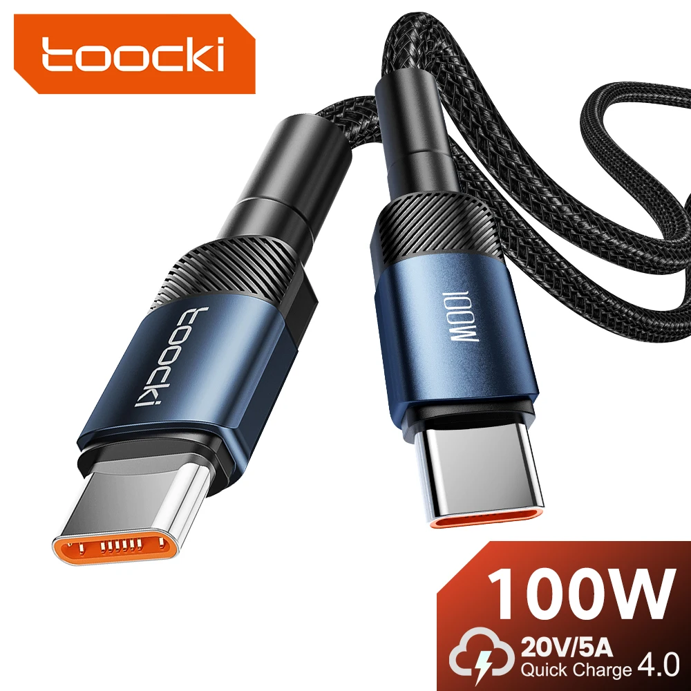 Toocki 100W Tipo C a Tipo C Cavo PD Cavo di ricarica rapido Cavo dati per MacBook Xiaomi Samsung S23 Cavo da USB C a USB C