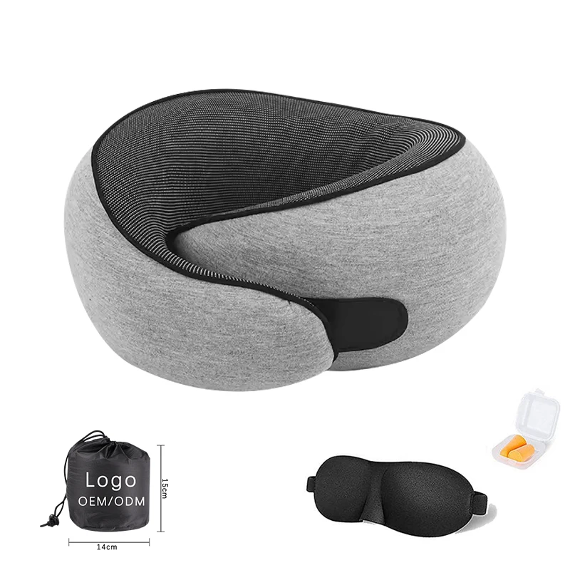 Cuscino da Viaggio per il Collo in Memory Foam con Logo Personalizzato 200TC a Lento Ritorno 60D a Forma di U per Massaggio e Sollievo dal Dolore al Collo