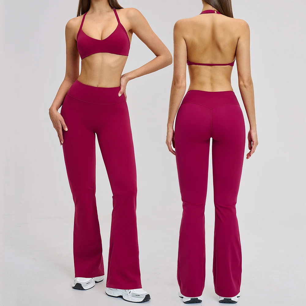 Ensemble de survêtement 2 pièces sans couture pour femme, tenue de yoga, vêtements de sport, leggings taille haute, vêtements de fitness, ensembles de sport