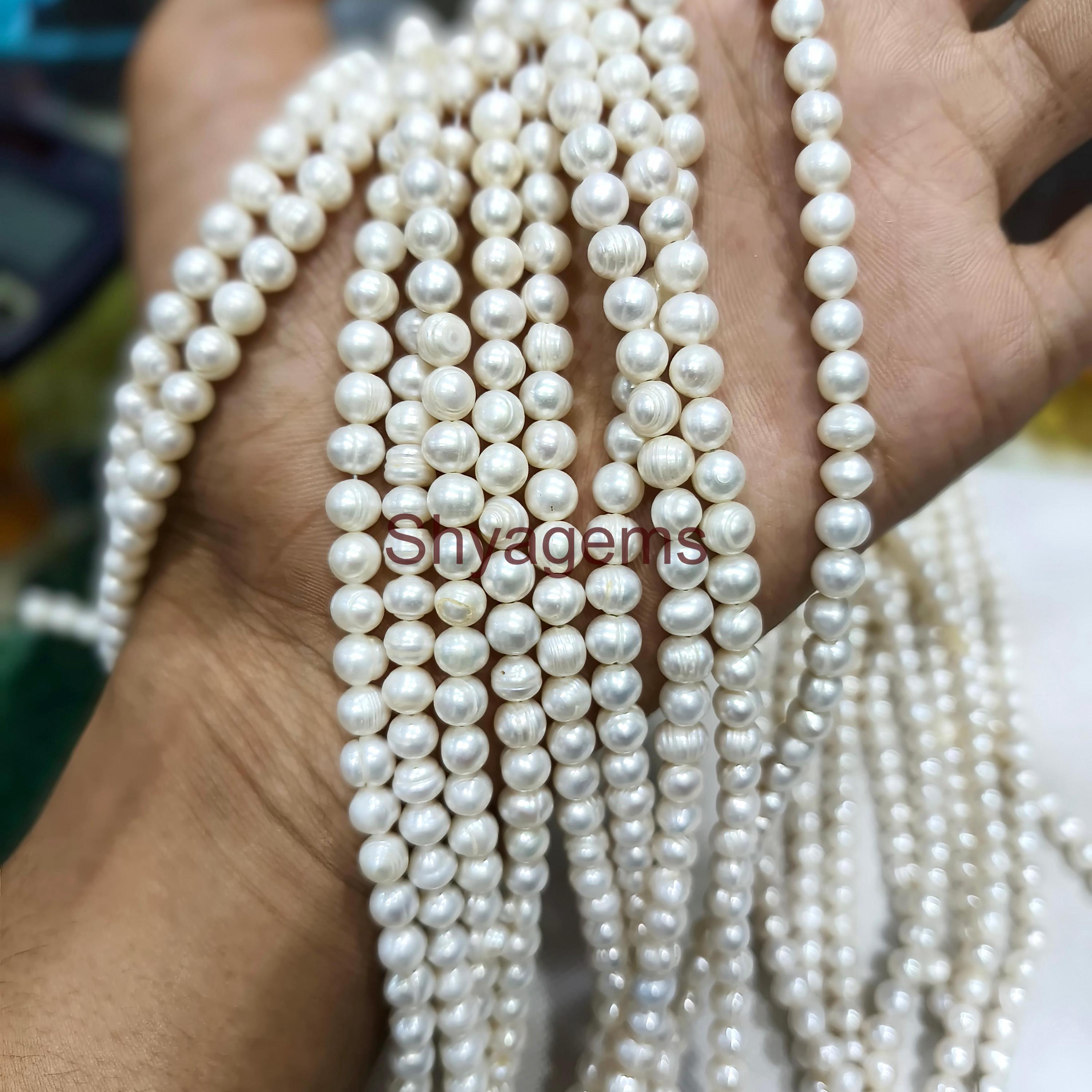 Perle di perle d'acqua dolce naturali, perle rotonde lisce da 8 mm, perle di perle bianche, perle rotonde lisce di perle d'acqua dolce bianche, collan