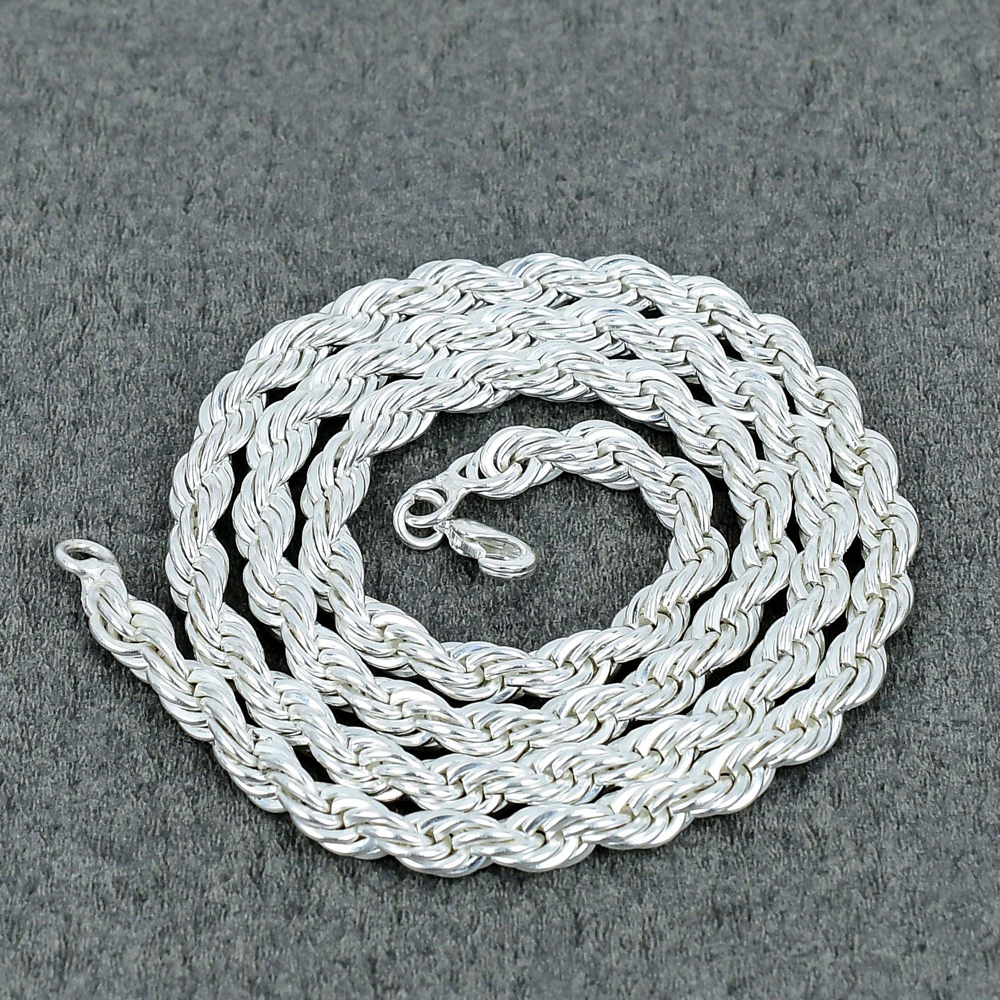 Catena da 16'' a 30'' per regalo, collana con catena per ciondolo, catena in argento sterling 925 per ciondoli, collana con catena a corda intrecciata