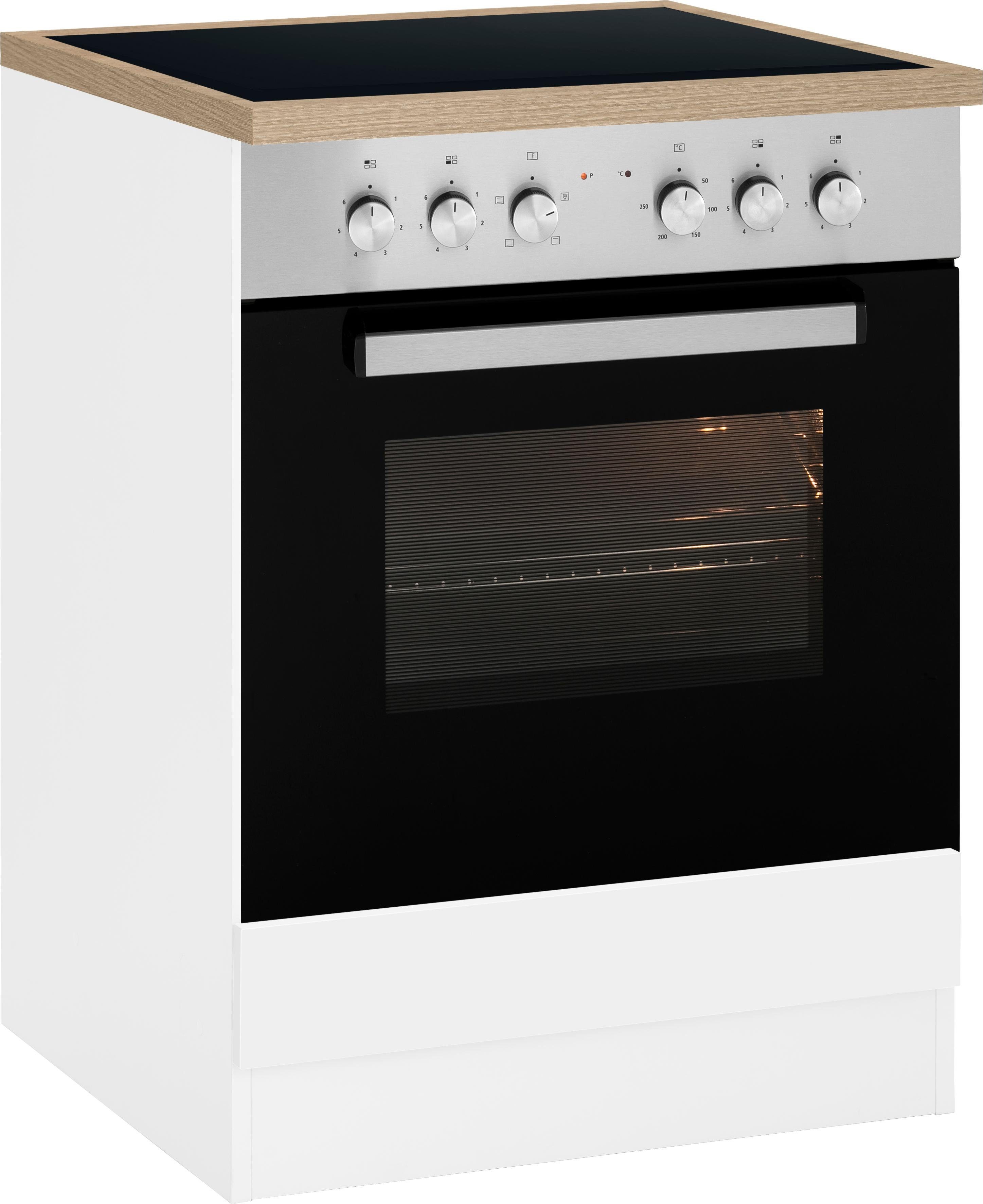 Herdumbauschrank KOCHSTATION "KS-Gera", weiß (weiß, weiß), B:60cm H:85cm T:60cm, Holzwerkstoff, Schränke, Herdumbauschrank, Breite 60 cm Image