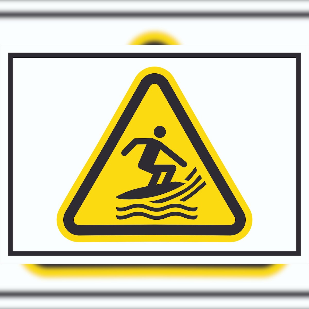 HB-Druck Schild Warnung Surfsportgebiet Symbol A3 Rückseite selbstklebend Image