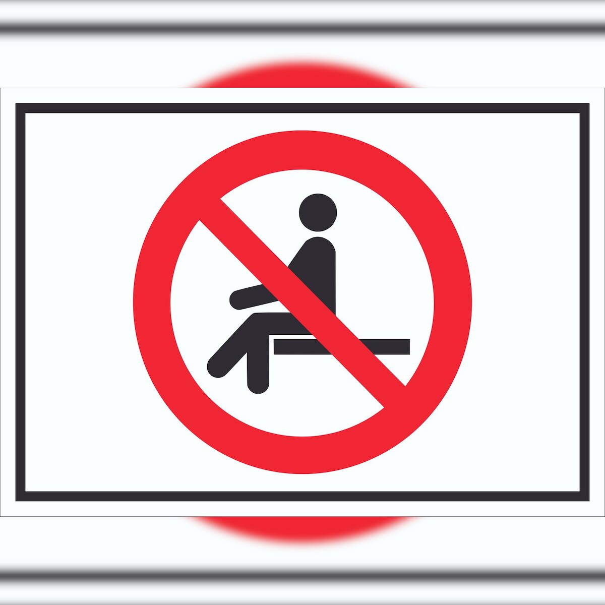 HB-Druck Sitzen verboten Symbol Schild A4 Rückseite selbstklebend Image