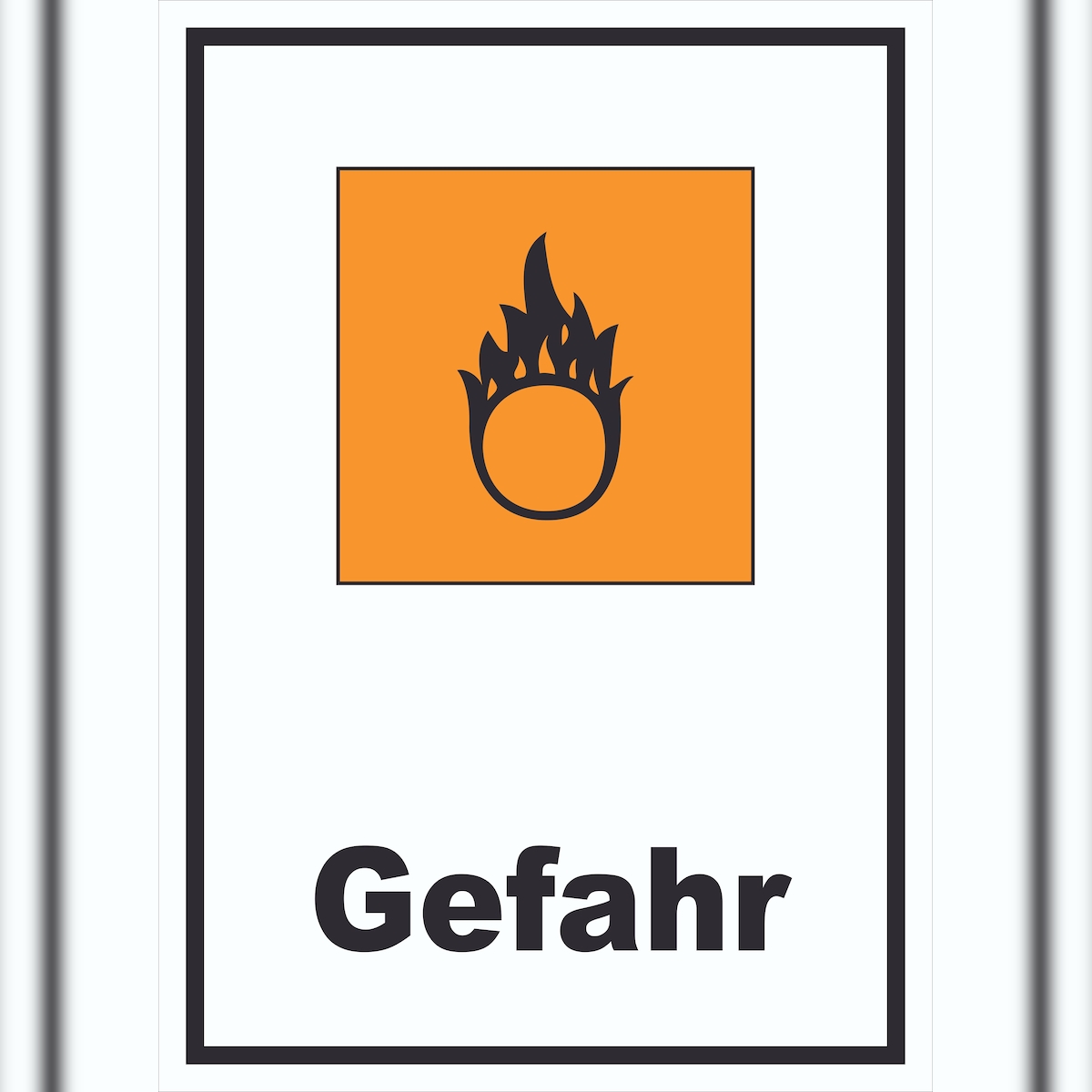HB-Druck Schild Gefahrensymbol Brandfördernd Gefahr Brand hochkant A5 Rückseite selbstklebend Image