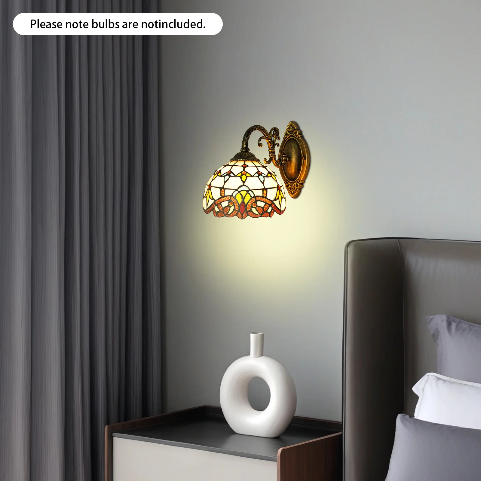 Wandleuchte, Barock-Stil Glas-Wandlampe mit Auf- und Abwärtslicht, E27-Fassung für Wohnzimmer Schlafzimmer Flur Korridor Beleuchtung
