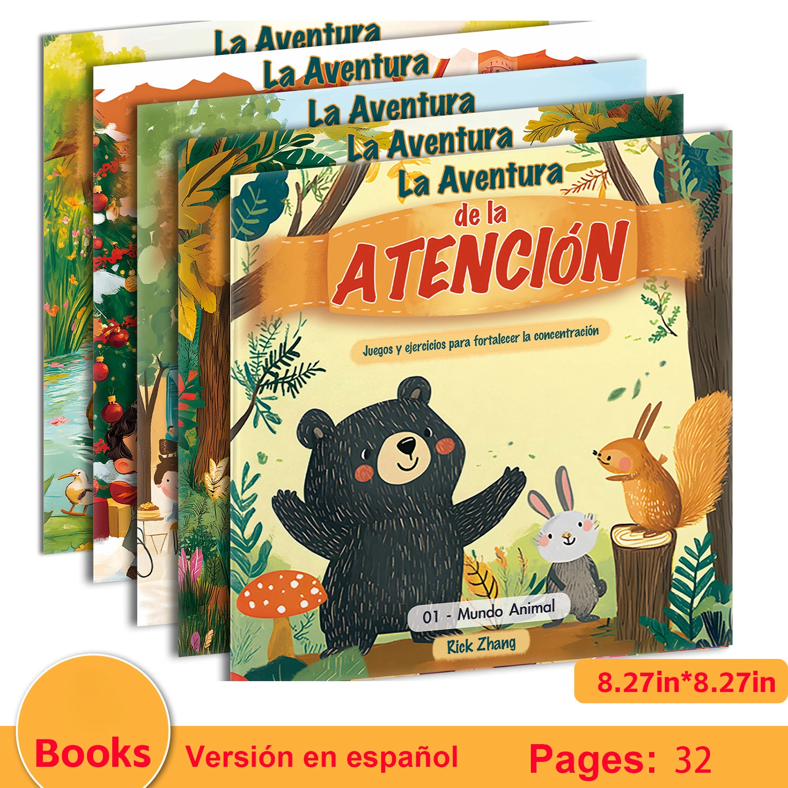 Konzentrationstrainingsbücher für Kinder | Konzentrationsentwicklung für 3-10 Jahre | Interaktives Spielbuch (Spanische Ausgabe) Image