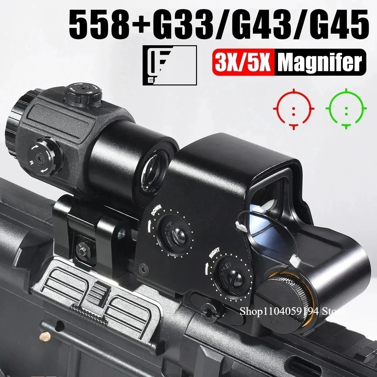 Eo**ch 558 Holographische Kollimator Red Dot Sight G43/G33 3X G45 5X Lupe Airsoft Ausrüstungen Jagd W/20mm Halterung & QD Hebel Image