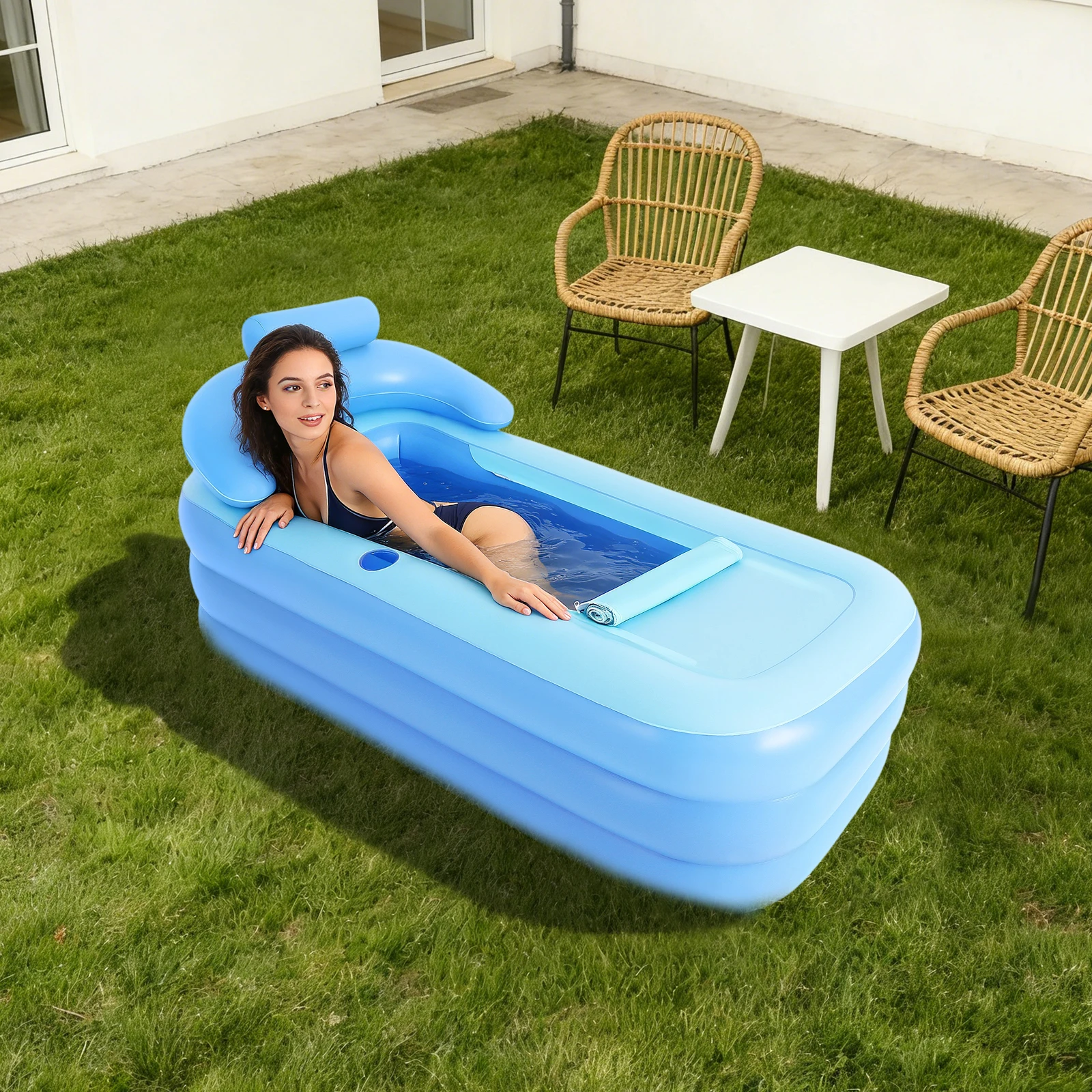 Aufblasbare Badewanne Blau Faltbare Badewanne Durchdachtes Design Aufblasbare Faltbare Badewanne