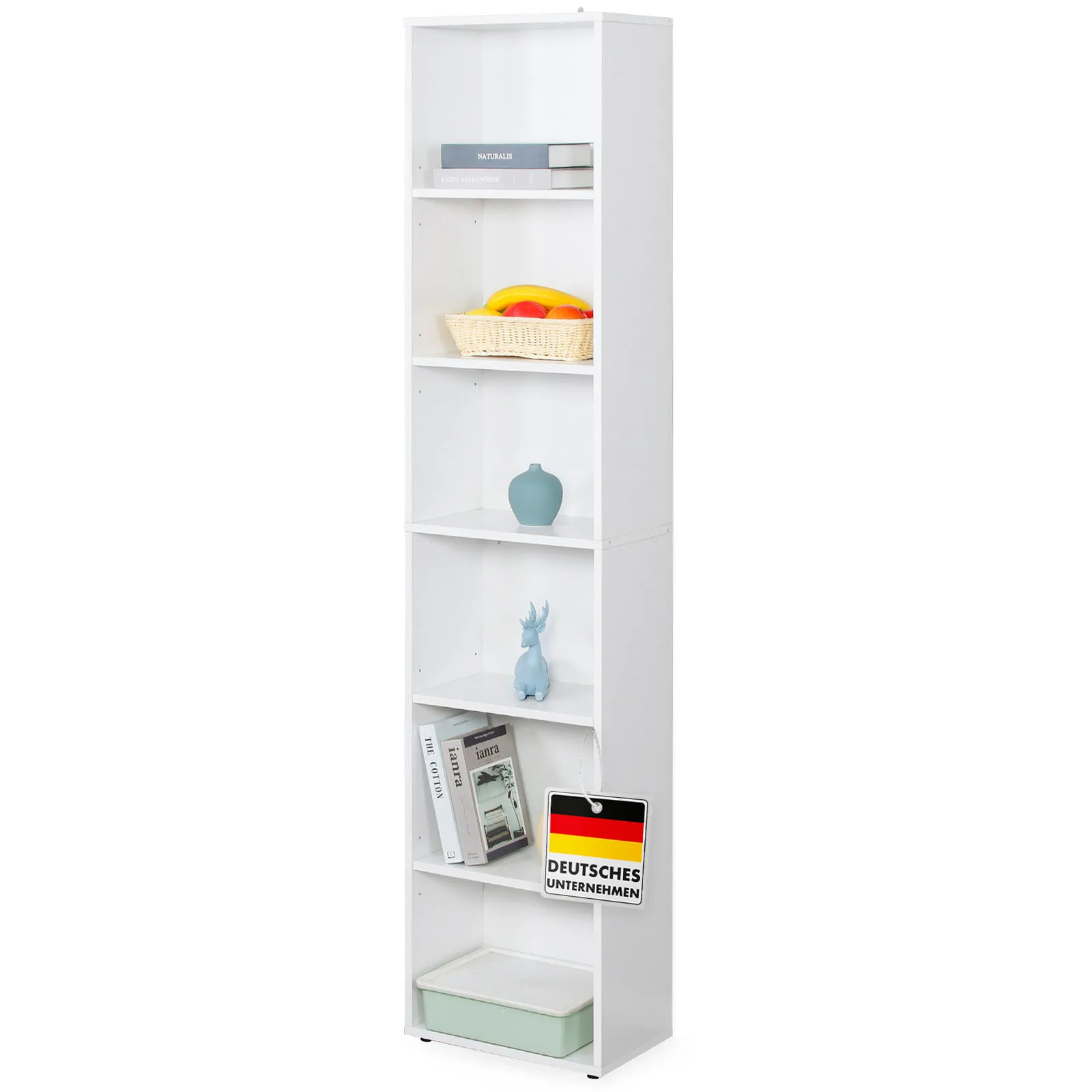 FLOORDIREKT Bücherregal Maine 6 Etagen - Raumteiler für Kinderzimmer, Wohnzimmer, Büro und Schlafzimmer Image