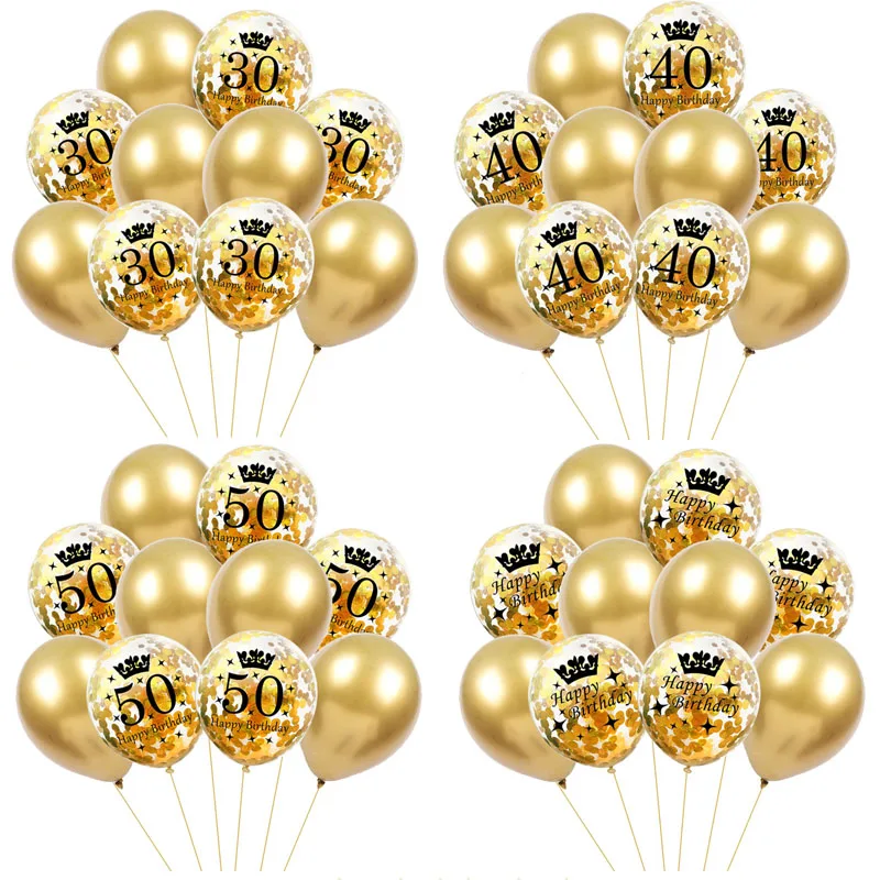 Latexballons zum 30. 40. 50. Geburtstag, Party-Dekoration, Jahrestag, Erwachsene, 30. 40. 50. Geburtstag, Gold Image