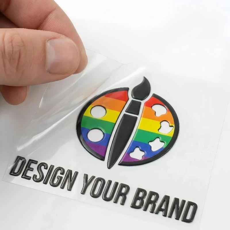 50 Stück personalisierte Aufkleber, individuelle Aufkleber, Logo, 3D-Transferaufkleber, individuelle Hochzeitsetiketten, UV-Aufkleber, wasserfest, DIY-Flasche Image