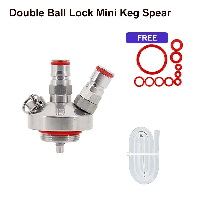 Mini Fass & Brummstimme Doppel Ball Lock Speer mit 50cm Silikon Schlauch Lebensmittel Grade 30 psi Kompatibel mit 2/3.6/4/5/8/10L mini fass Image