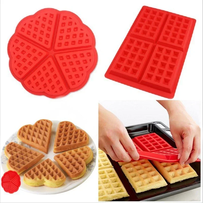 Lebensmittelqualität Silikon Waffelform DIY Kuchenform Antihaft-Silikon Backform Set Küche Backformen Waffeleisen Image