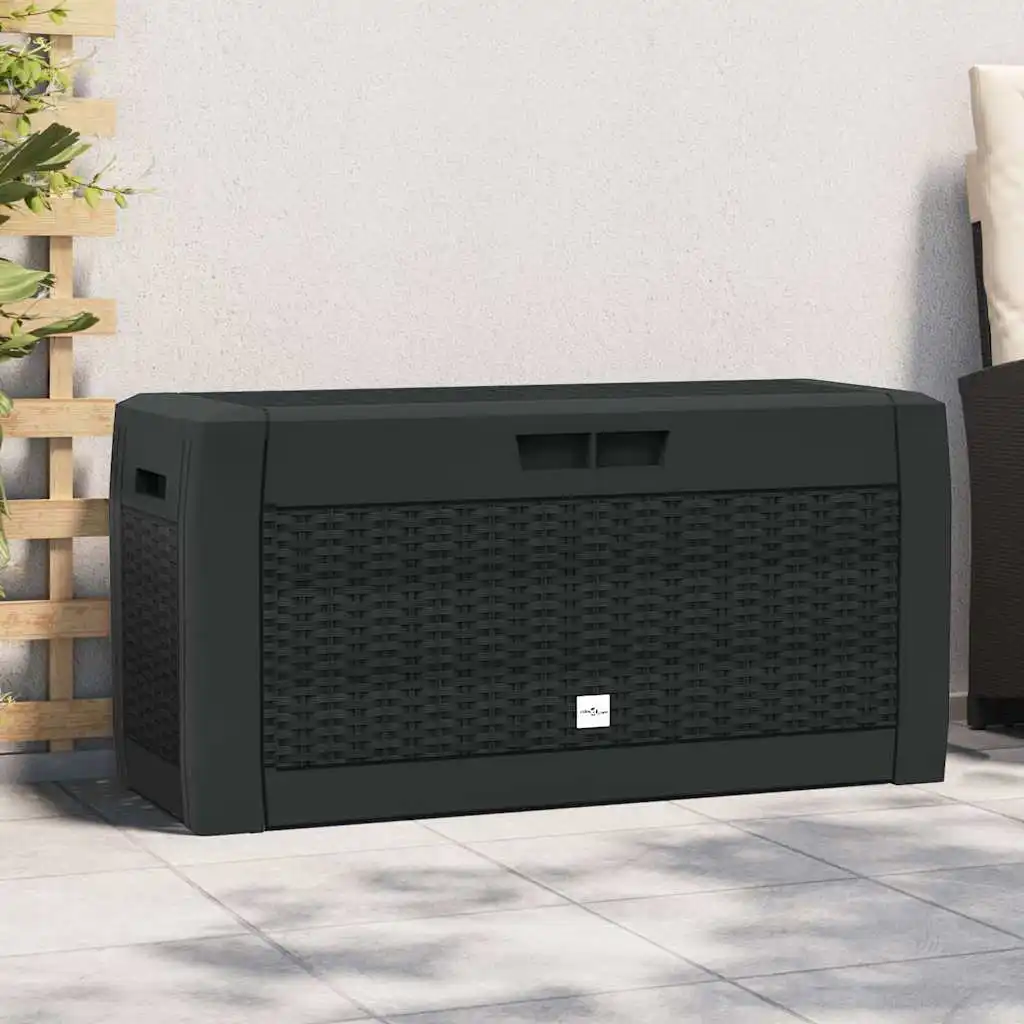 Anthrazitfarbene Garten-Aufbewahrungsbox 119x48x60cm Polypropylen Werkzeug-Aufbewahrungsbox Robust Langlebig Verschiedene Größen Erhältlich Image