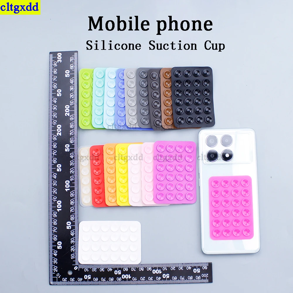 cltgxdd 1-teiliges Handy-Tablet, 24 quadratische Saugnäpfe, selbstklebender Silikonkautschuk, doppelseitiger Silikon-Saugnapf Image