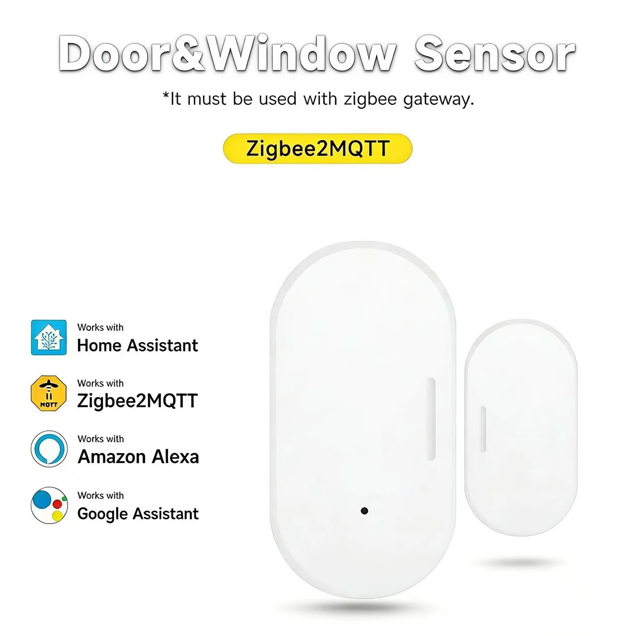 Intelligenter Tür- und Fenstermagnetsensor Zigbee3.0 Z2MQTT Heimsicherheitsschutz für Home Assistant Smart Home System Image