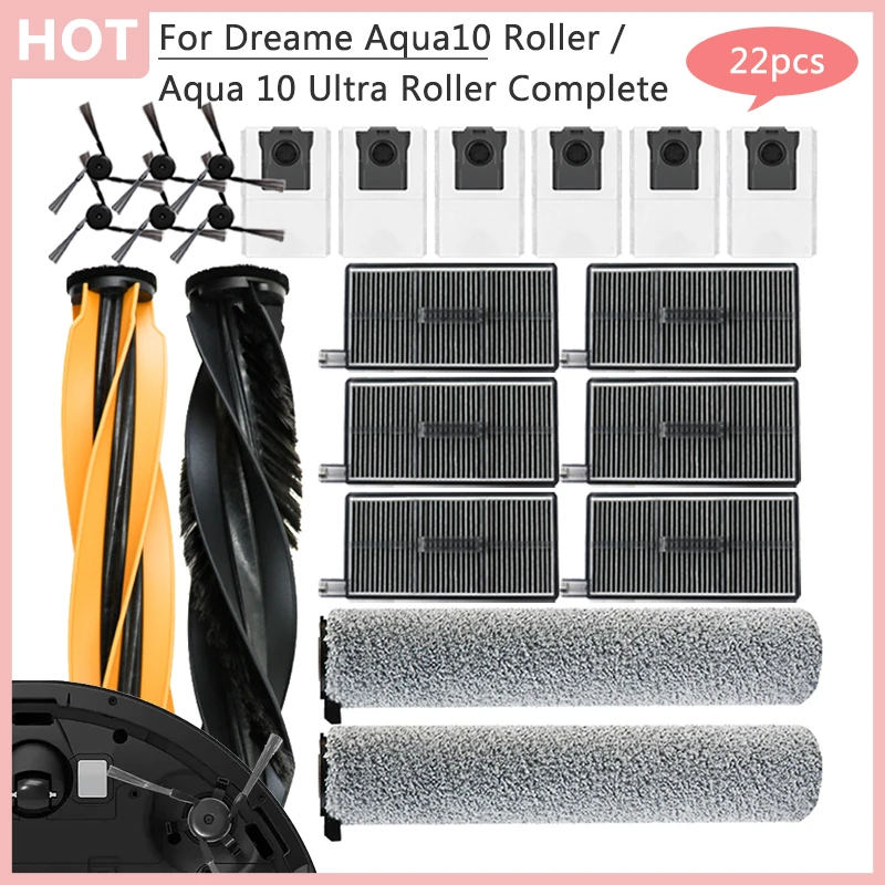 Für Dreame Aqua10 Roller / Aqua 10 Ultra Roller Complete / RLH31CE / RLH71DE Ersatzteile Hauptbürste Hepa-Filter Staubbeutel Staubsauger Image