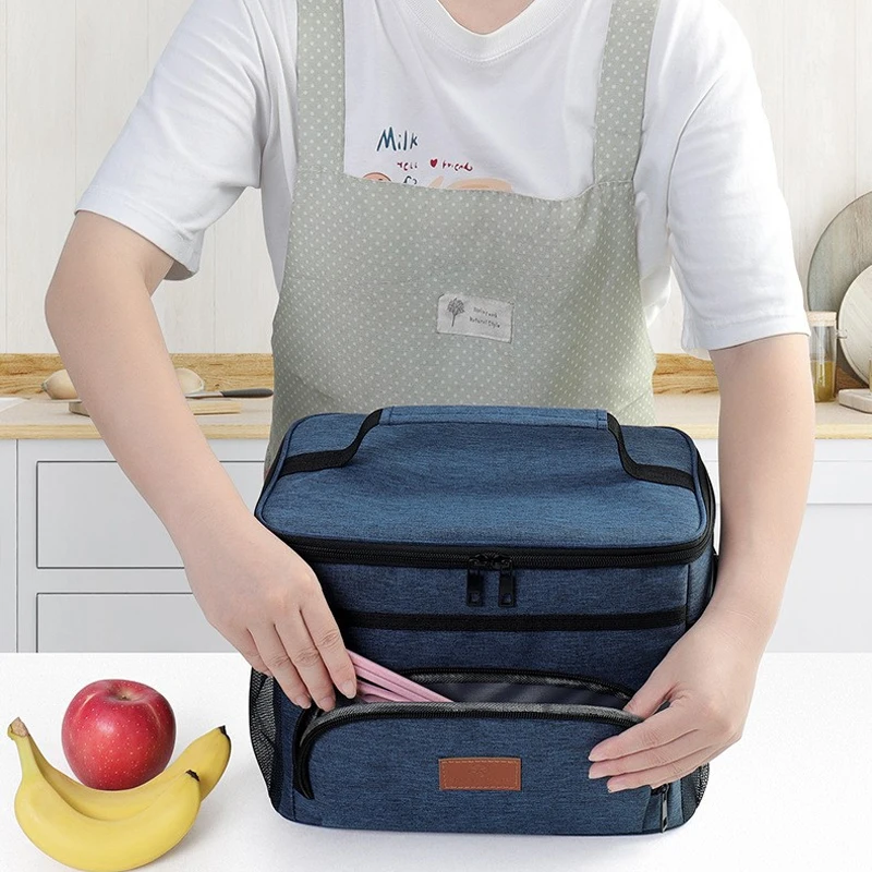 Isolierte Lunch-Tasche Auslaufsichere Thermische Essensliefertasche Große Kapazität Lunchbox Kühltasche für Büro Arbeit Picknick Strand Image