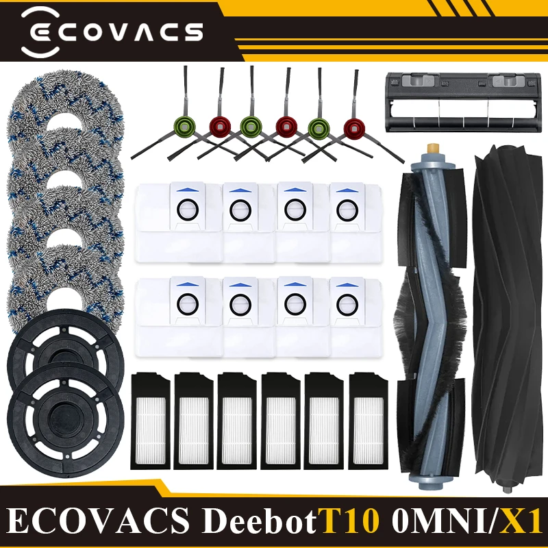 Für ecovacs debot x1 omni/t10 omni teile roboter vakuum staubbeutel hepa seiten bürste staub box reinigungs tuch zubehör Image