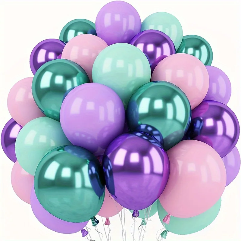 40 Stück Latex-Ballons 10-Zoll Macaron Rosa Grün Lila Ballon-Set Meerjungfrauen-Thema Geburtstagsfeier Party-Dekorationen Image