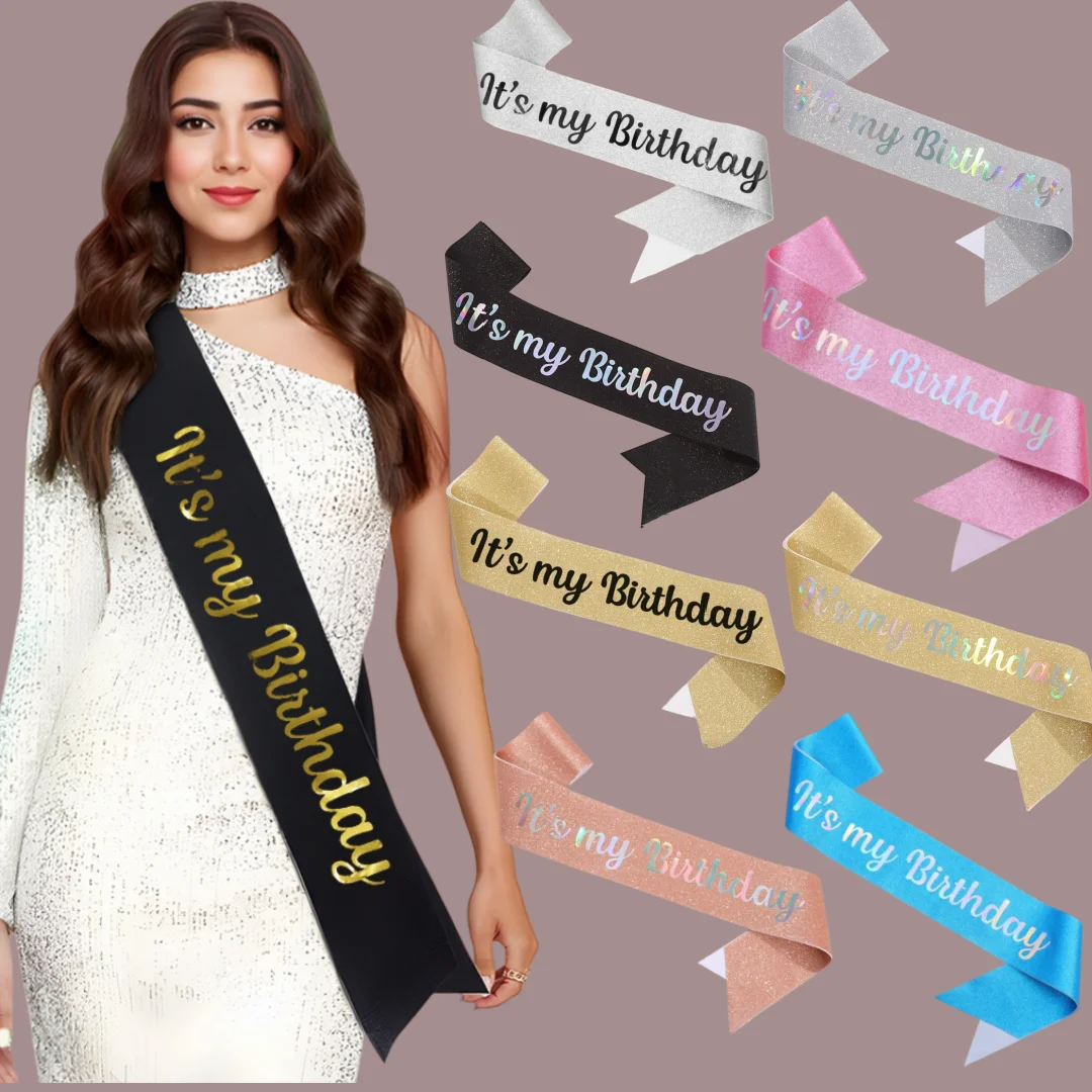 Das ist meine Geburtstags-Schärpe für Frauen und Mädchen – Geburtstagskönigin-Band aus doppeltem Stoffmaterial – Geburtstagsparty-Dekorationszubehör Image