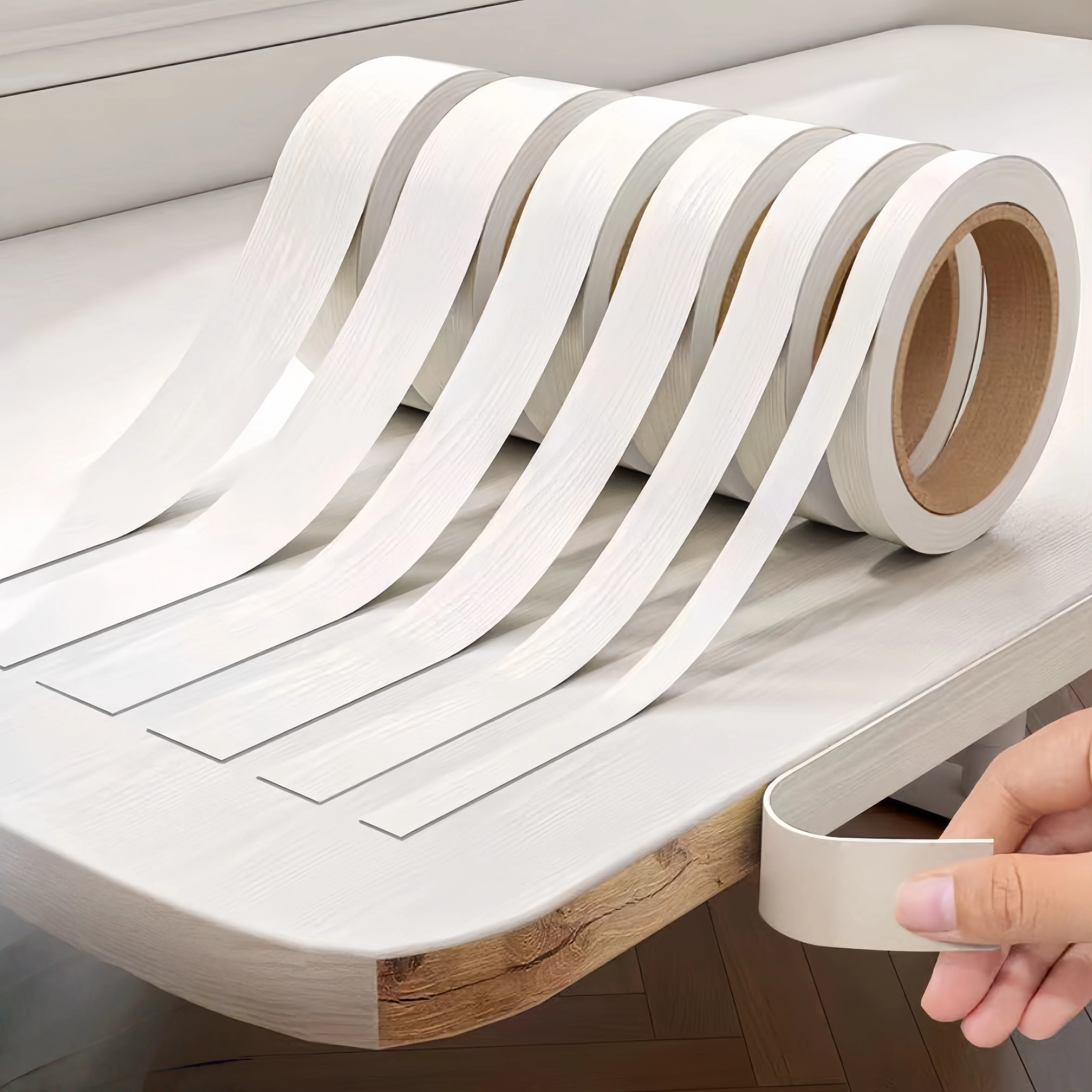 1 Stück 10m x 1/2/2,5/5cm Vorgeklebte PVC-Kantenbänder für Holz, Küche, Kleiderschrank, Möbel, Tisch, Schreibtisch, Platten