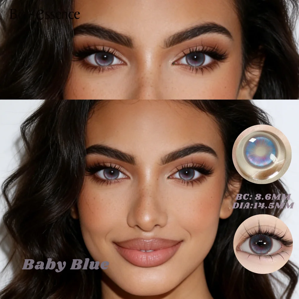Bio-essence Neue Babyblaue Kontaktlinsen für Augen Natürliche Braune Pupillen Kosmetische Graue Linsen Grüne Linsen Jährliche Großaugen-Linsen 14,5mm Image