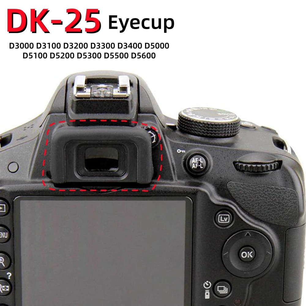 Weicher Gummi DK-25 Augenmuschel-Sucher-Abdeckung für Nikon D3100 D3200 D3300 D3400 D5100 D5200 D5300 D5500 D5600 Kamera-Zubehör Image