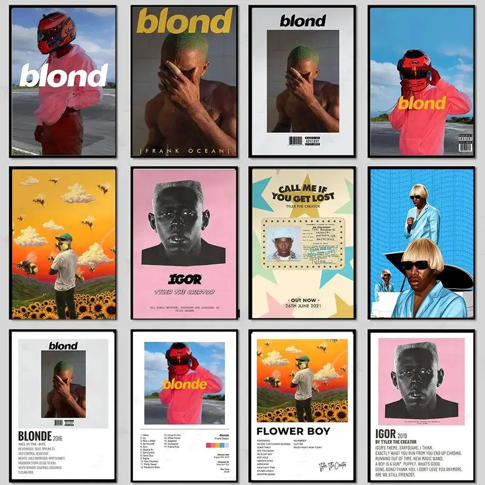 Tyler The Creator Frank Ocean Blonde Poster Hip-Hop Rapper Sänger Star Band Musik Cover Wandkunst Leinwanddruck für Café und Zuhause