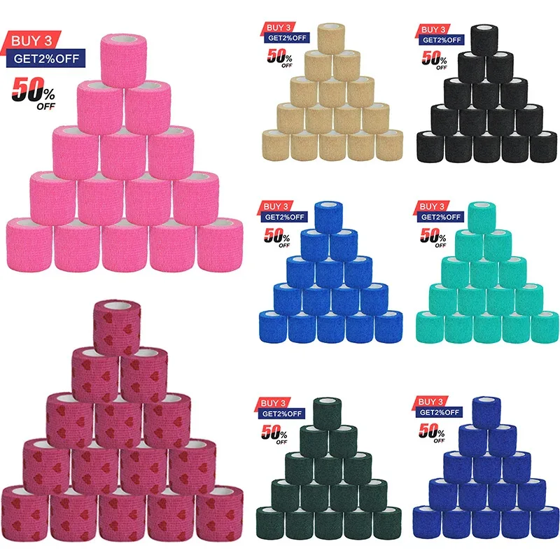 1-15 stücke 2,5/5/7,5/10 cm * 4,8 m Mull Verband Selbst-klebe Atmungsaktive elastische Bandagen Sport Befestigung Finger Handgelenk Bein Baby Pflege